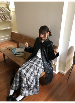 raglan leather coat