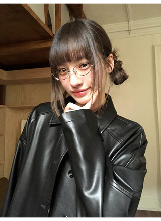 raglan leather coat
