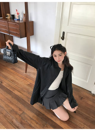 raglan leather coat