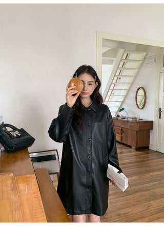 raglan leather coat