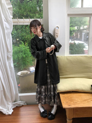 raglan leather coat