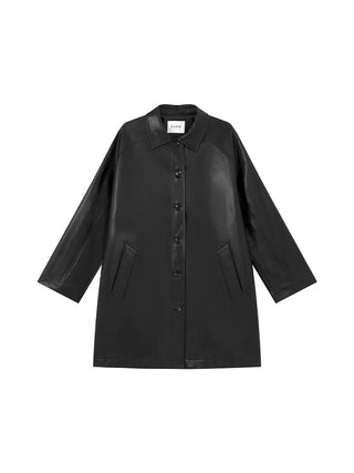 raglan leather coat