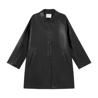 raglan leather coat