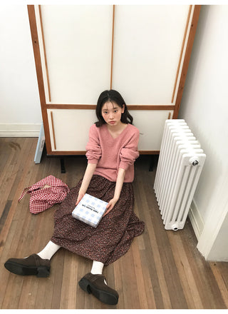 elastic floral skirt