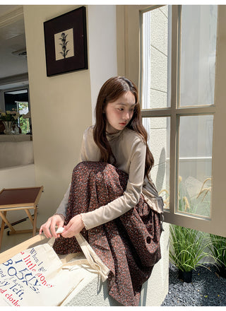 elastic floral skirt