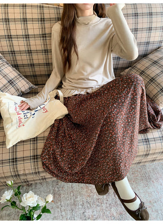 elastic floral skirt