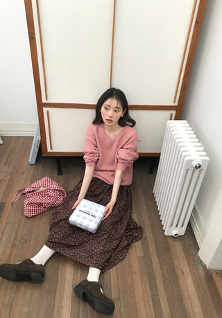 elastic floral skirt