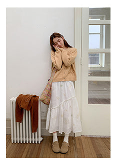 embroidered split skirt