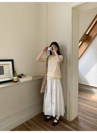 embroidered split skirt