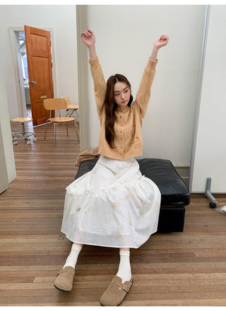 embroidered split skirt