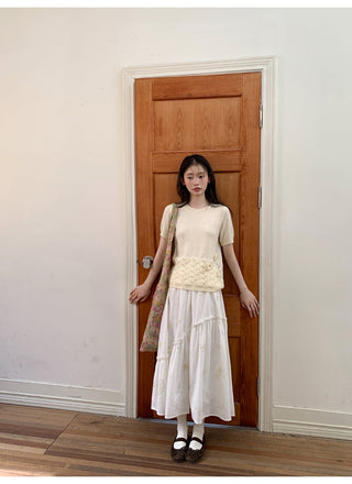 embroidered split skirt