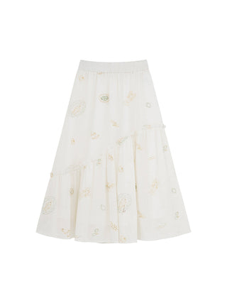 embroidered split skirt