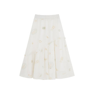embroidered split skirt