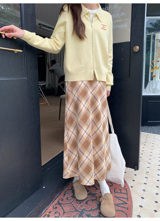 diagonal plaid skirt