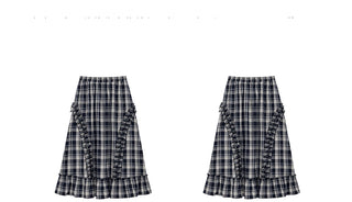 wooden ear plaid skirt