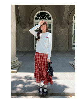 wooden ear plaid skirt