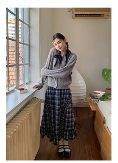 wooden ear plaid skirt
