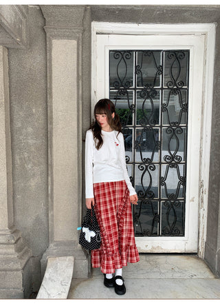wooden ear plaid skirt