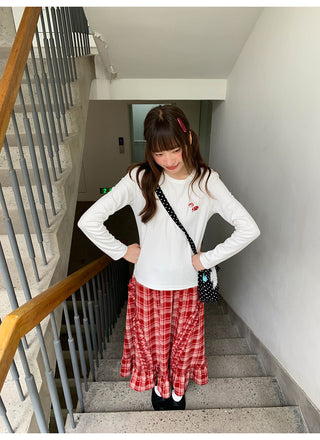 wooden ear plaid skirt