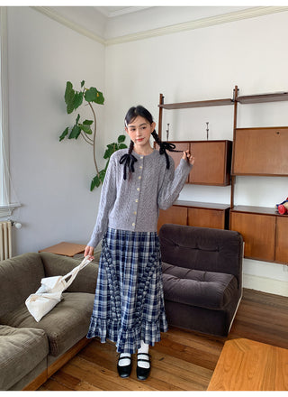 wooden ear plaid skirt