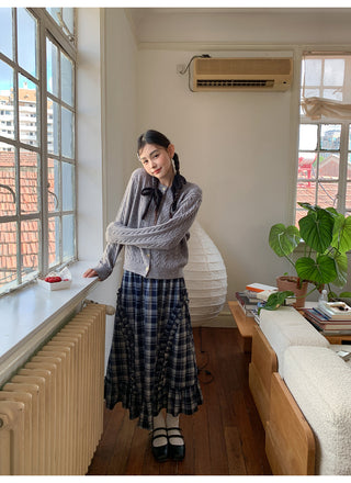 wooden ear plaid skirt