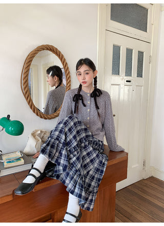 wooden ear plaid skirt