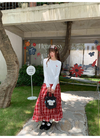 wooden ear plaid skirt