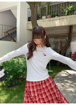 wooden ear plaid skirt