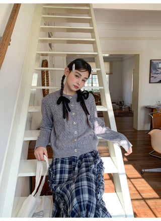 wooden ear plaid skirt