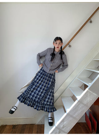 wooden ear plaid skirt