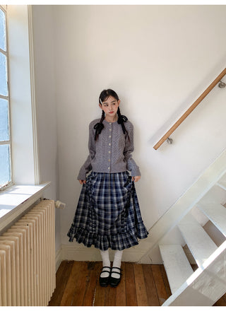 wooden ear plaid skirt