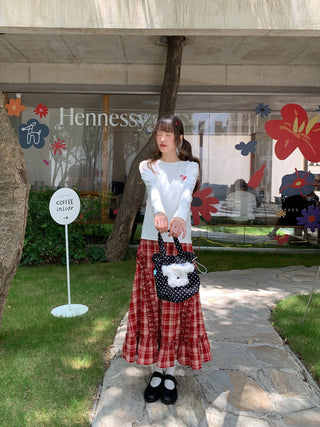 wooden ear plaid skirt