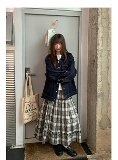 jacquard plaid skirt