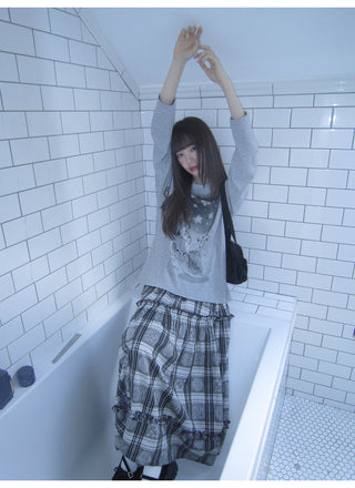 jacquard plaid skirt