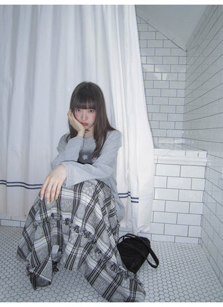 jacquard plaid skirt