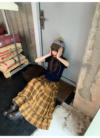 jacquard plaid skirt