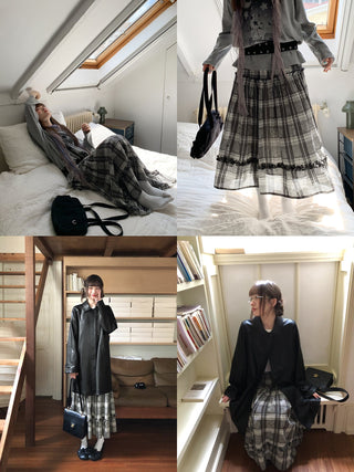 jacquard plaid skirt