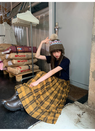 jacquard plaid skirt