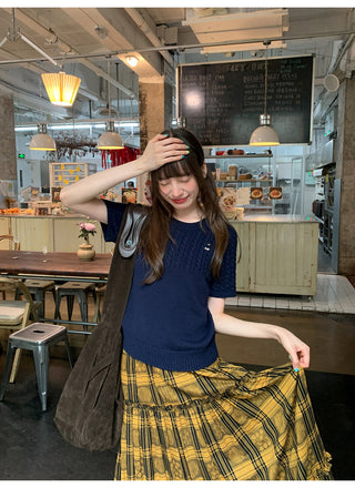 jacquard plaid skirt