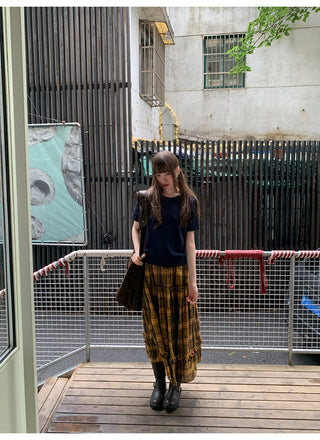 jacquard plaid skirt