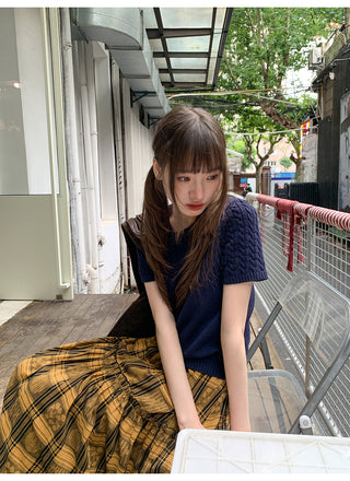 jacquard plaid skirt