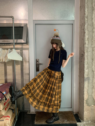 jacquard plaid skirt