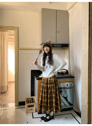 jacquard plaid skirt