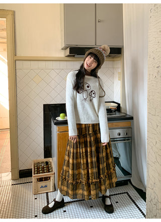 jacquard plaid skirt