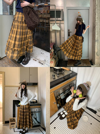 jacquard plaid skirt