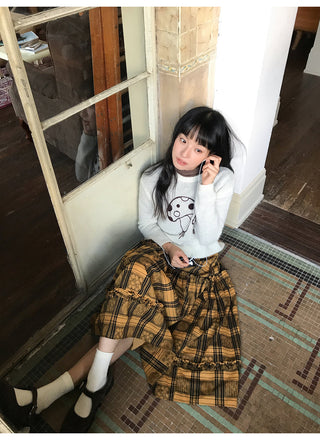 jacquard plaid skirt