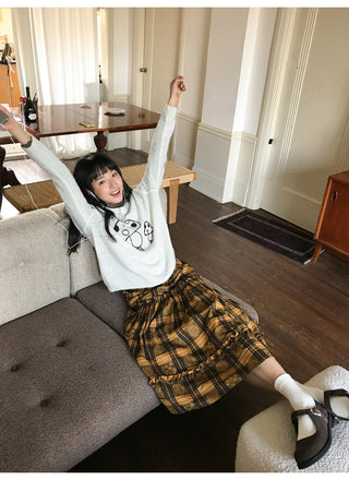 jacquard plaid skirt