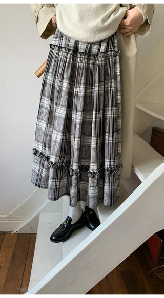 jacquard plaid skirt