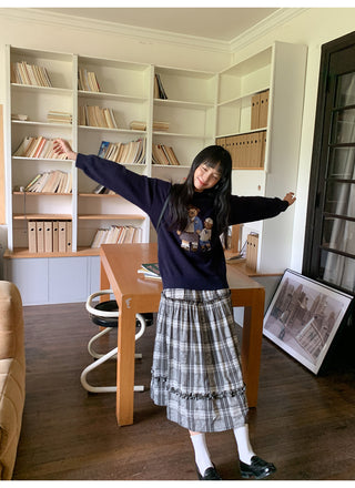 jacquard plaid skirt