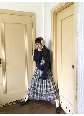 jacquard plaid skirt